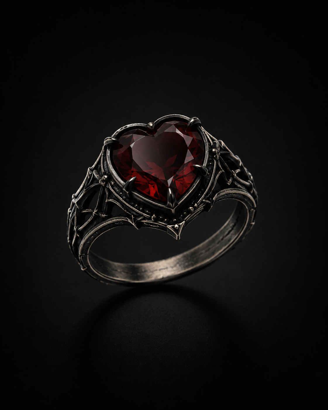 Crimson Vow — Garnet · Oxidized Silver